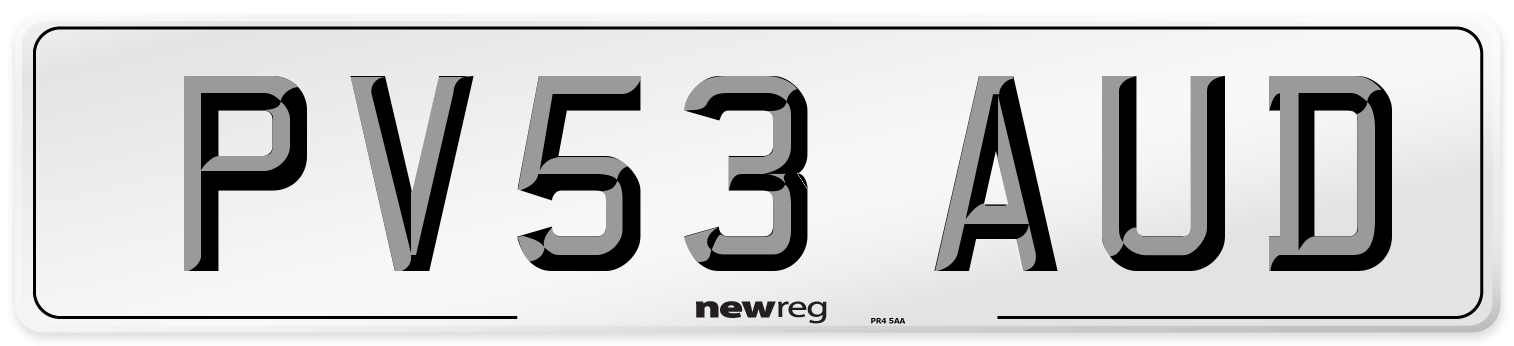 PV53 AUD Number Plate from New Reg